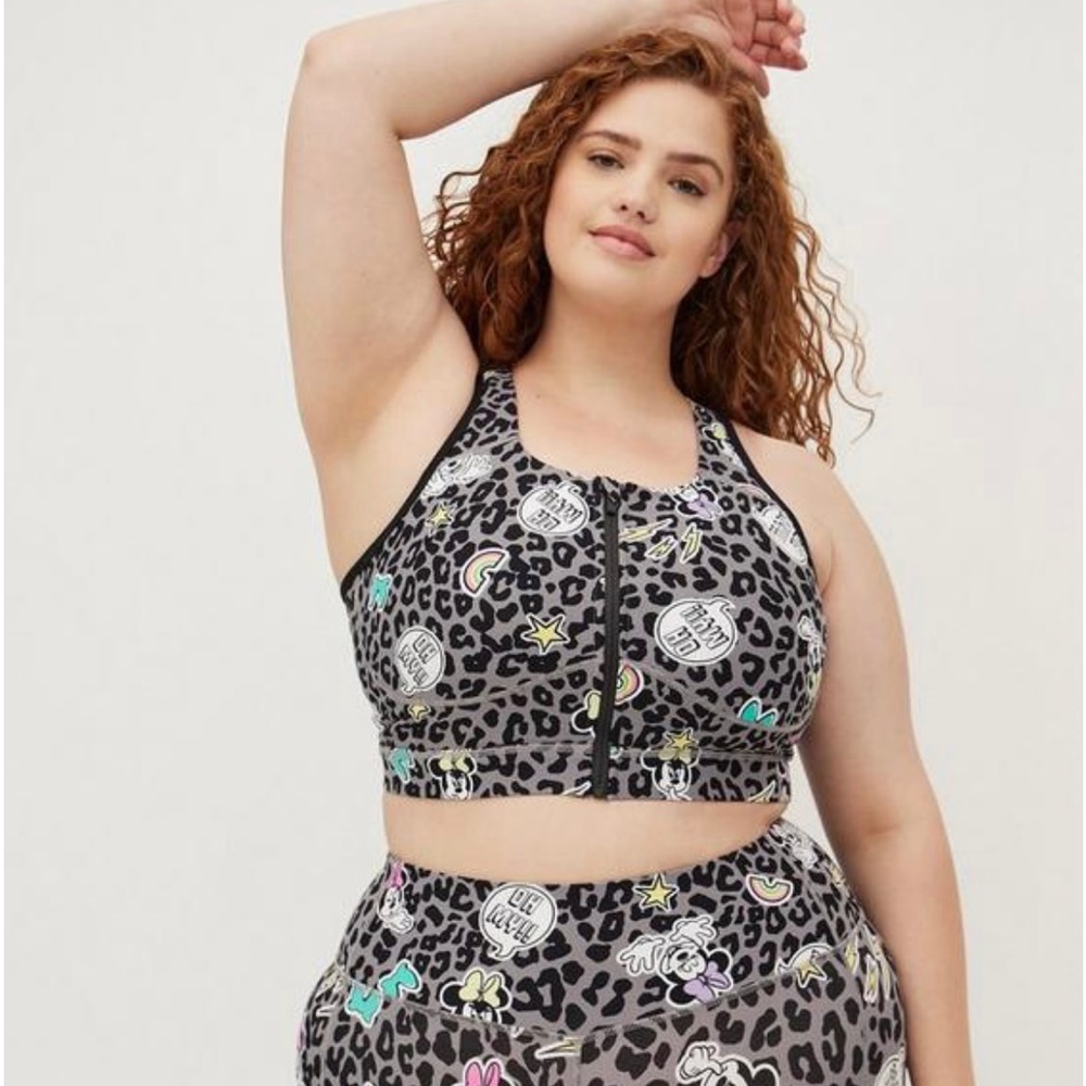 NWT Torrid Disney Minnie Mouse low impact sports bra core Leopard